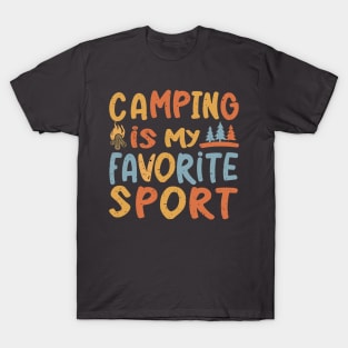 Colorful Camping Is My Favorite Sport Grunge Design T-Shirt